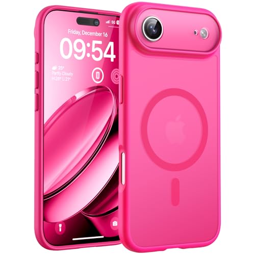 TOCOL Capa para iPhone Air, proteção lente câmera, anel magnético integrado, compatível com Magsafe, proteção contra quedas, translúcido mate traseira, rosa