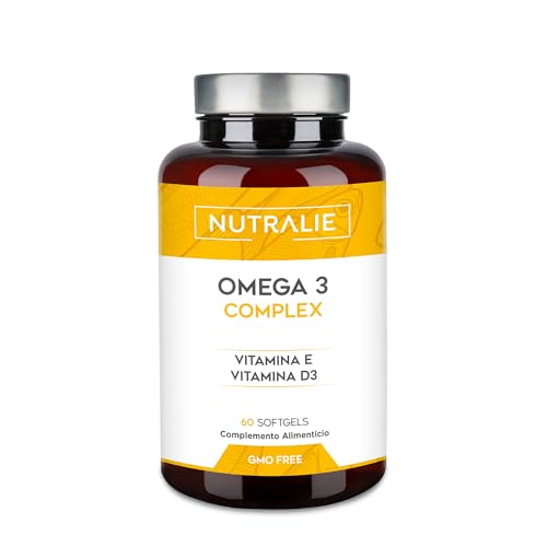 Nutralie Ómega 3 2000 mg, Vitaminas D3 e E, 1250 mg EPA-DHA por dose, óleo de peixe altamente concentrado, 60 cápsulas
