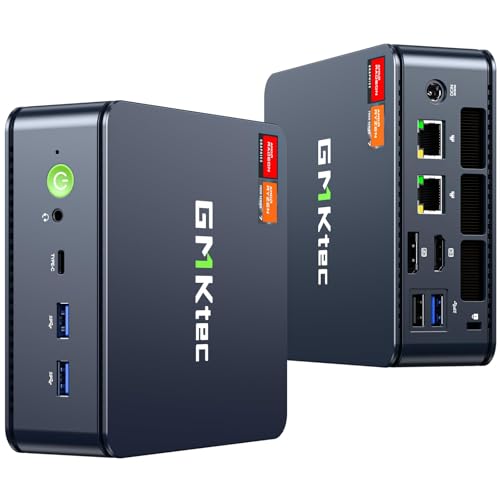 GMKtec Mini PC para jogos, K6 AMD Ryzen 7 7840HS, Nic duplo, LAN de 2,5 Gbps, 32 GB DDR5 (16 GB*2), 1 TB PCIe4.0 2280 NVME SSD, USB 4.0, HDMI, DP, USB-C, Wi-Wi-Wi. Fi 6E, BT 5.2, PC de secretária