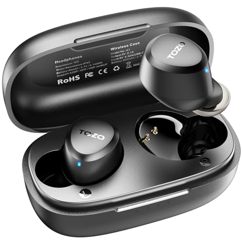 TOZO A1 Mini auriculares sem fios Bluetooth 5.3 com ORIGX acústico 30H reprodução EQ ajuste ultraleve USB tipo C IPX5 preto