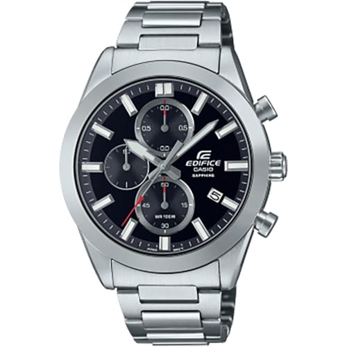Casio Relógio cronógrafo para homens de quartzo com correia em aço inoxidável EFB-710D-1AVUEF, Prata, pulseira