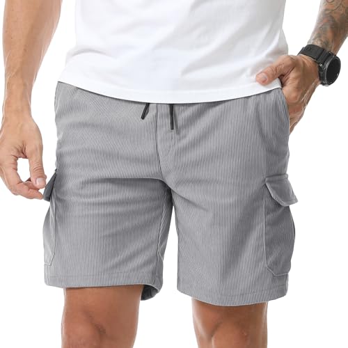 Suwangi Calções para homem de veludo cargo casual verão bermudas calções com vários bolsos
