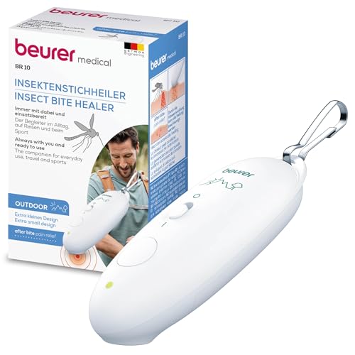 Beurer BR 10 Aparelho contra picadas de insetos, para o tratamento de mordidas e picadas de insetos, curador de picadas contra comichão e inchaço, cor branca, design compacto