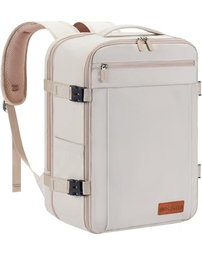 MOCOCITO Mochila viagem cabine avion 40 x 20 x 25, malas de viagem cabine para Ryanair, mochila homem mulher mala de viagem malas Travel Backpack bagagem de mão mochila portátil, Bege Creme, Casual
