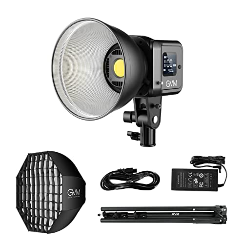 GVM Luz de vídeo com softbox, App Control 2700K-7500K 80W LED luz de estudo contínua para fotografia, luz de conferência LED com 8 efeitos de luz para vídeo Youtube de streaming