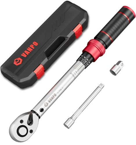 VANPO Chave dinamométrica 1/4", 3-25 NM chave dinamométrica bicicleta e mota, precisão ± 3%, chave dinâmica pequena com cabeça reversível de 72T, barra de extensão de 10 cm, adaptador de 1/4"-3/8"