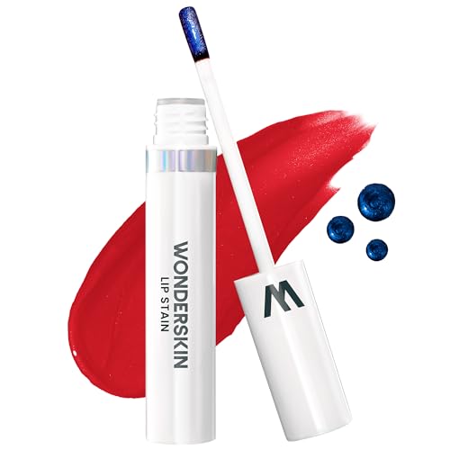 Wonderskin Wonder Blading Lip Stain Peel Off máscara - tinta de lábios vermelha de longa duração, resistente à água e à prova de transferência, acabamento mate (Playful Stain & Go Masque)