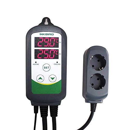 Inkbird ITC-308 Termostato com onda digital, duplo relé 220 v controlador de temperatura refrigeração e aquecimento regulador para aquecedor aquário e peixes, terrário incubadoras répteis