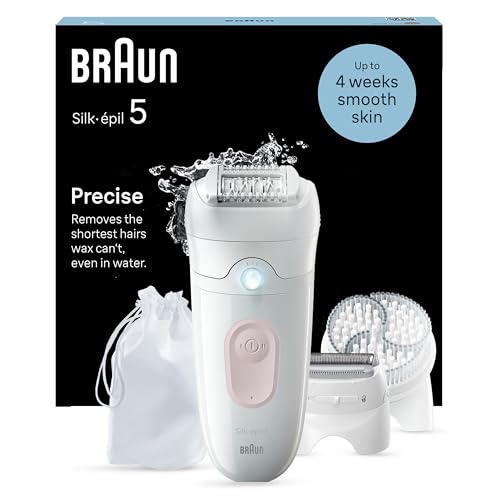 Braun Silk-épil 5, Depiladora elétrica para uma eliminação fácil do cabelo, pele macia e duradoura, 5-060, branco/flamingo