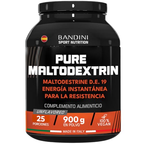 Bandini® Pure MALTODEXTRINA Suplemento de carboidratos de alto índice glicêmico - pó de maltodextrin 100% puro - para uma libertação lenta e constante de energia- Embalagem de 900 g - Vegan