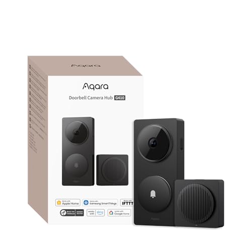 Aqara Campainha 2K com câmara Hub G410, HomeKit Secure Video, Wi-Fi 2,4 G/5 GHz, Matter Hub incorporado, sem fio/cabo, Zigbee et Thread, 4:3, suporta Apple Home, Alexa, Google, História. ome