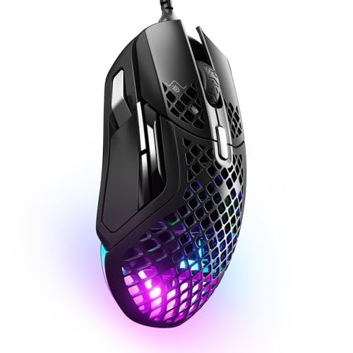 SteelSeries Aerox 5 - Raton Gaming com cabo, design ultraleve resistente à água, RGB - sensor ótico TrueMove Air 18K DPI