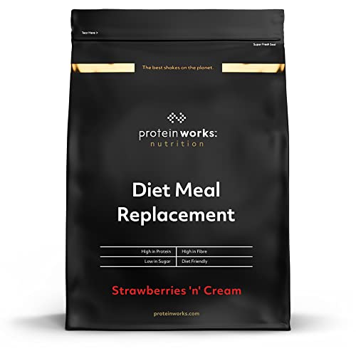Substituto para alimentos dietéticos, morangos com nata, ricos em nutrientes, vitaminas potenciadoras do sistema imunitário, acessíveis, saudáveis e rápidos, THE PROTEIN WORKS