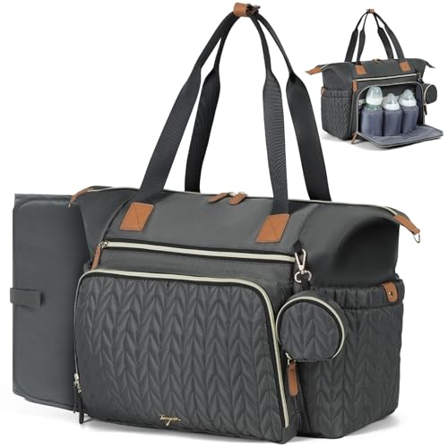 Tonyeee Saco de fraldas, sacos de tiracolo sacos de fraldas grandes impermeáveis, bolsa de hospital para partos, bolsa para bebé com estojo de chupeta, bolsa de viagem para fraldas com trocador