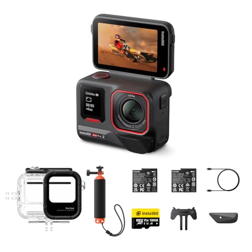 Insta360 Ace Pro 2 pacote de mergulho - câmara de ação 8K impermeável co-desenhada com Leica, sensor de 1/1,3", chip duplo IA, excelente em baixa luz, áudio superior, ecrã rebatível e edição via IA