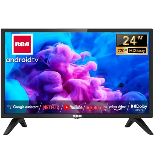 RCA Smart TV 24 polegadas LED HD Android WiFi TV com controlo por voz Google Assistant, Google Play Store, Bluetooth, sintonizador digital