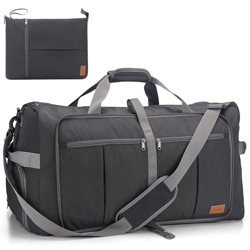 Upeelife Saco de viagem, 125 L dobrável leve bolsa de viagem com compartimento para sapatos e bolso para molhado, saco de desporto malas de fim de semana para homem mulher, Preto, Moderno