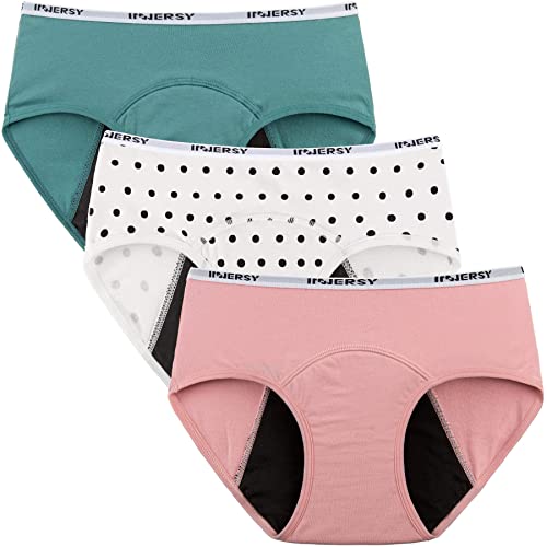 INNERSY Cuecas menstruais para menina roupa interior proteção algodão cuecas régua 8-16 anos pack de 3
