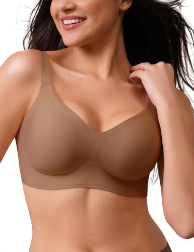 CLOSEMATE Sujetadores Mujer sin Aros sin Costuras Cómodo con Soporte Push Up Cuello en V Suave Sostenes Cobertura Completa Tipo Camiseta Básico Diario