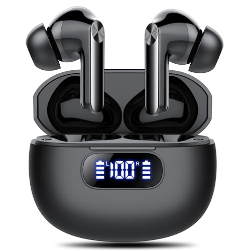 Auriculares sem fios Bluetooth, auriculares Bluetooth 5.3 com controlador de 14,2 mm, HiFi estéreo, 48H reprodução capacetes sem fios com ecrã LED, ajuste confortável, IP7 impermeável, USB-C