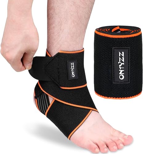 Suporte de bandagem de tornozelo alta elasticidade tornozeleira desportos proteção de tornozelo com tira de gel de sílica respirável suporte de tornozelo preto - laranja