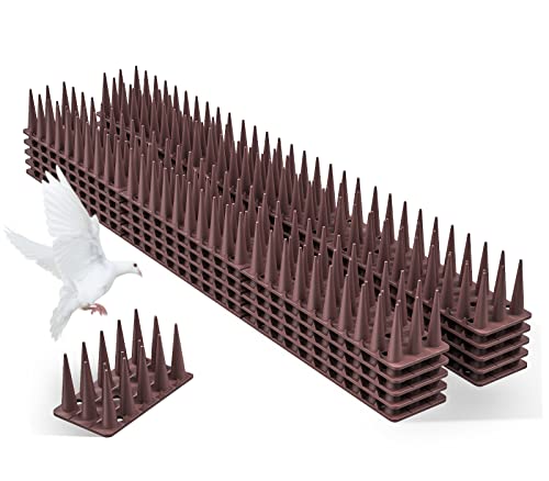 Espetos anti-pombos de plástico, espetos anti-gatos castanhos, fugir pombas, pombos pássaros controlo aplicável adequado para o teto da varanda do jardim (12 unidades * 42,5 cm)