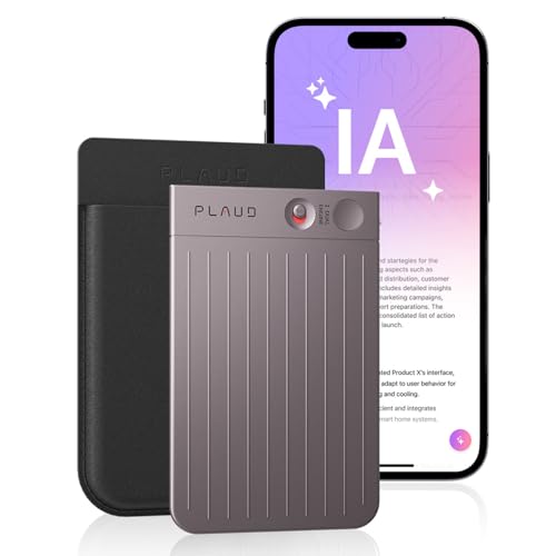 PLAUD Note IA Gravador de voz com capa Transcreve resumo com tecnologia de IA, suporta 112 idiomas 64 GB de memória controlo de reunião com App ideal para aula chamada entrevista