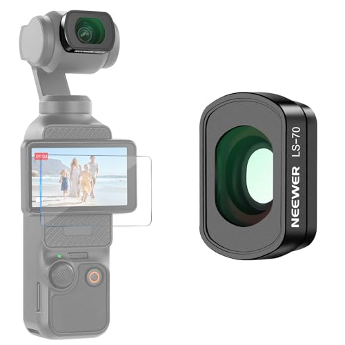 NEEWER Alvo grande angular 0,72X FOV 112° compatível com dji Osmo Pocket 3 Creator Combo acessórios, lente esférica Action CAM multicamada magnética com moldura de metal, 1 protetor de ecrã, LS-70