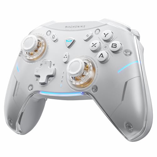 Machenike G5Pro V2 Mando PC Gaming 1000Hz, Joystick Intercambiable en Caliente, Disparadores/Microinterruptores Ópticos, Mando Inalambrico Compatible con PC/NS/Android/iOS, Blanco