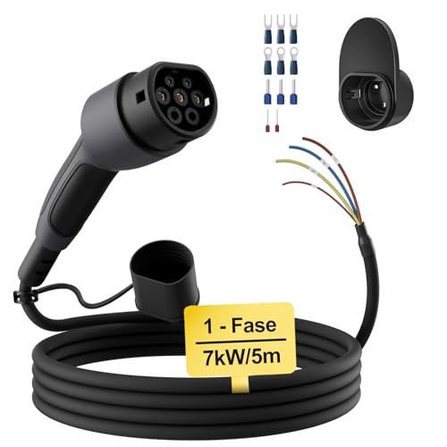 dé Cabo de carregamento tipo 2 de extremidade aberta 7 kW [1 fase |5 m | 32 A] para Wallbox/cabo de substituição para estação de carregamento