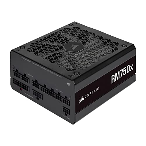 Corsair RM750x 80 PLUS Gold Fonte de alimentação 750 watts ATX totalmente modular (ventilador com evitação magnética de 135 mm, condensadores japoneses, ampla compatibilidade) UE, preto