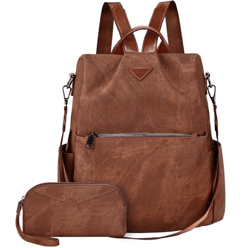 Leathario Mochila de couro PU para mulher com bolsos, mala mochila multifuncional para uso diário como viagens, escola e universidade