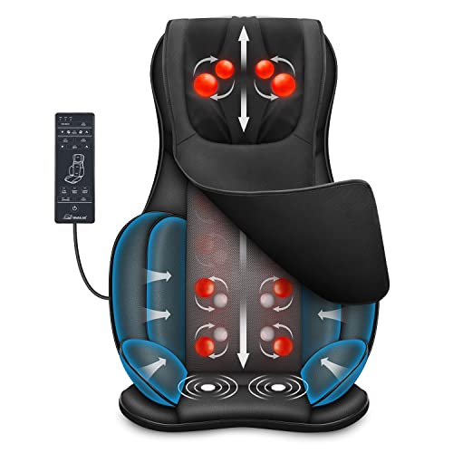 Snailax Assento de massagem Shiatsu com calor, almofada de massagem 4D com compressão/amassado/vibração, massajador elétrico de corpo inteiro para costas pescoço, presentes