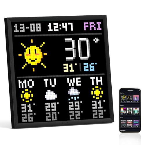 Ecrã Divoom Pixoo-64 WiFi Pixel Art com um painel LED de 64 x 64, decoração de iluminação única com controlo de aplicação