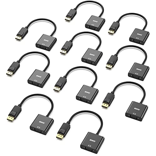 BENFEI Adaptador DisplayPort para VGA, banhado a ouro DP para VGA (macho a fêmea), compatível com Lenovo, DELL, HP, ASUS, pacote de 10