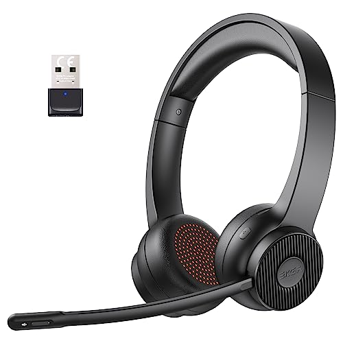 EKSA H16 Auriculares Bluetooth auriculares sem fios com AI microfone cancelamento de ruído e dragão USB, 55 tempo de reprodução, microfone silencioso PC capacetes comerciais para escritório / casa