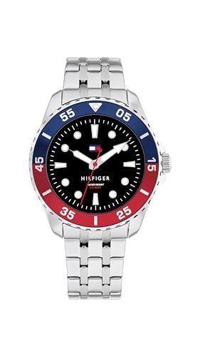 Tommy Hilfiger Reloj con Movimiento de Cuarzo de Tres Manecillas para Jóvenes con Correa de Acero Inoxidable o de Silicona