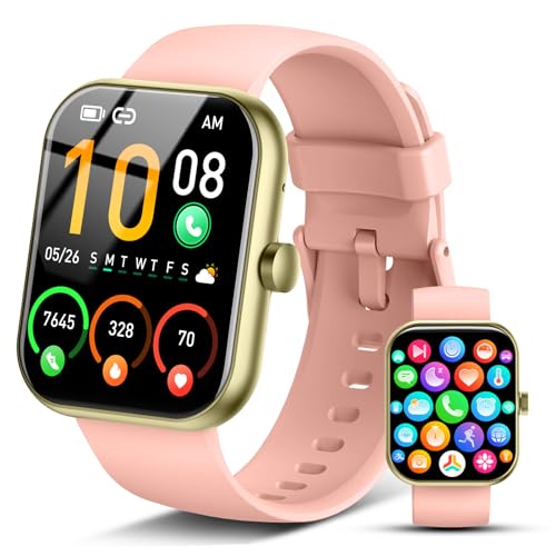 Relógio inteligente homem mulher, 2025 novo 1,96'' Smartwatch chamada Bluetooth, monitor de sono/podómetro, 110 modos desportivos homem, pulseira atividade impermeável IP68 para Android, rosa