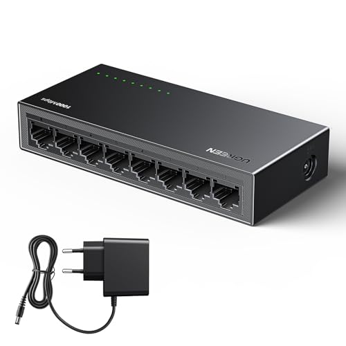 UGREEN Switch Ethernet 8 portas, comutador de rede LAN Splitter Gigabit velocidade de 10/100/1000 Mbps, ajuste duplo, plug and play, hub RJ45 para TV/portátil/roteador/monitor