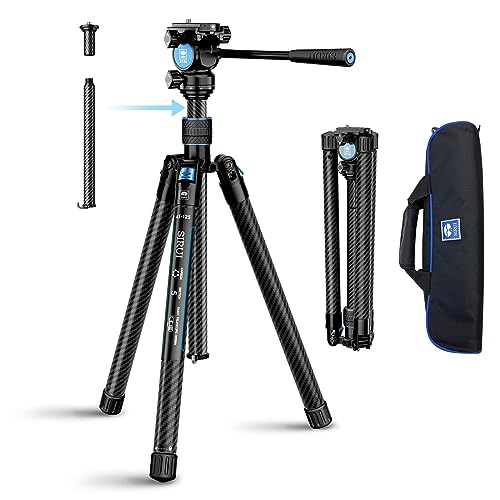 SIRUI Carbono tripé para câmara Traveler X, 152 cm tripé de viagem leve com vídeo panorâmico de cabeça fluída AT-10, tripé de câmara SLR para câmara de vídeo, DSLR, carga máxima 5 kg
