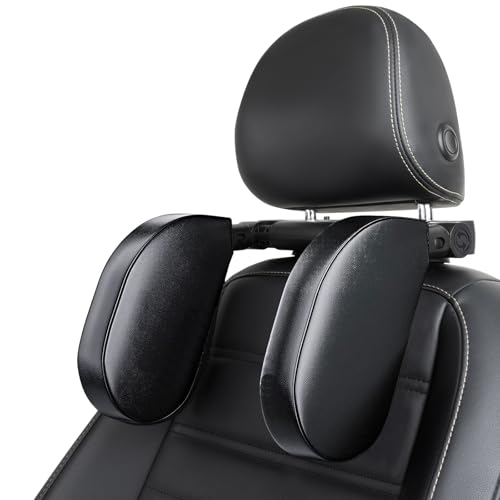 Aipwerer Encosto de cabeça para carro, suporte para pescoço retrátil e removível almofada gancho para apoio de cabeça do assento do carro, suporte de cabeça para crianças (preto, A10 PVC melhorado)