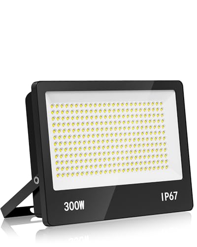 HAPYLUMI Focos LED para exterior, 300 W, holofote LED 3000 LM luzes LED para exteriores, 6500 K, branco frio, projetor LED exterior IP67, impermeável, luz de segurança exterior para terraço, jardim,