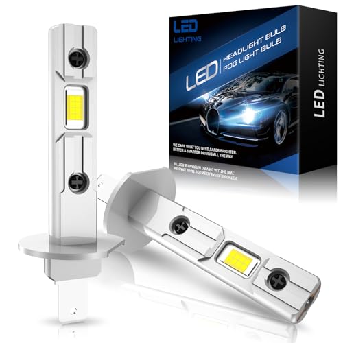 AUXIRACER H1 LED 80 W, super brilhante 1:1 mini H1 faróis de carro kit de conversão substituição de lâmpadas halogénicas, Plug & Play, sem ventilador sem polarizidade, 6000 K branco, 2 lâmpadas