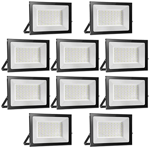 loyal 10 Pack Foco LED exterior 50 W, alto brilho 5000 LM projetor LED iluminação exterior 6000 K branco frio, luz de segurança impermeável IP65, candeeiro LED parede teto para jardim, garagem
