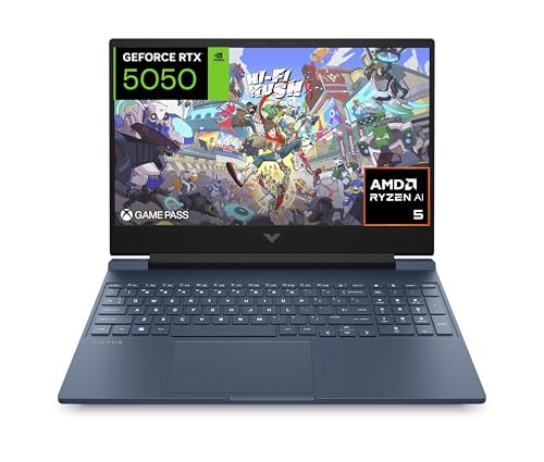 HP Victus 15-fb3035ns Computador portátil Gaming FHD de 15" (AMD Ryzen AI 5 340, 16 GB RAM, 512 GB SSD, NVIDIA RTX 5050, freeDos), azul, teclado QWERTY espanhol