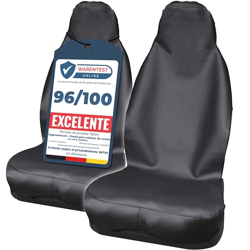 Upgrade4cars 2 x capa de assento dianteiro impermeável para carro universal preto couro sintético