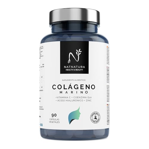 Colágeno marinho hidrolizado + ácido hialurónico coenzima Q10 vitamina C zinco. Ilumine a sua pele, proteja as suas articulações e aumente a sua energia. 90 cápsulas de legumes.