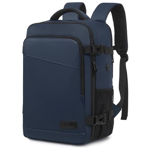 Yankony Mochila viagem cabine avião 40 x 20 x 25 para Ryanair Travel Backpack 20 L com compartimento para portátil de 14 polegadas impermeável e antirroubo bagagem de mão homem mulher, Azul escuro, 40