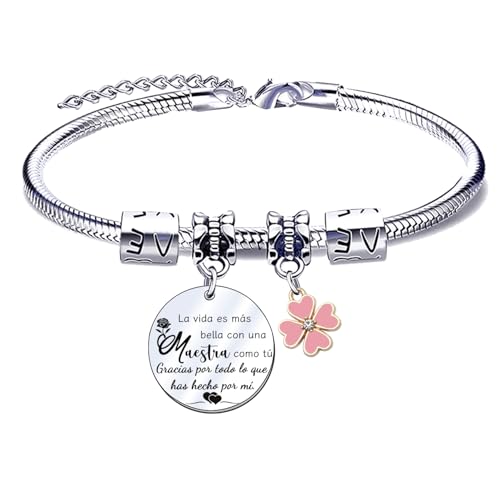 JRZDFXS Presente de professora pulseira de mulher presente professor pulseiras professor obrigado professor pelo presente gravado pulseira graduação presentes de aniversário presente do dia do