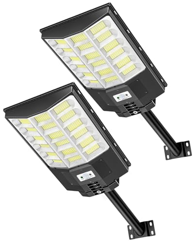 Sararoom Lanternas solares 1000 W | 6500 K holofotes LED para exterior, impermeável, IP65, lâmpada de energia solar com sensor de movimento e controlo remoto, luz de segurança para caminho, terraço